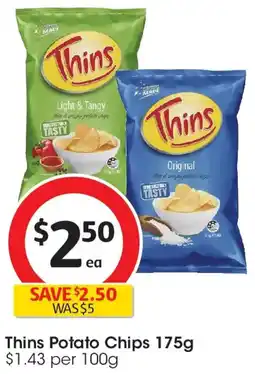 Coles Thins Original Potato Chips offer