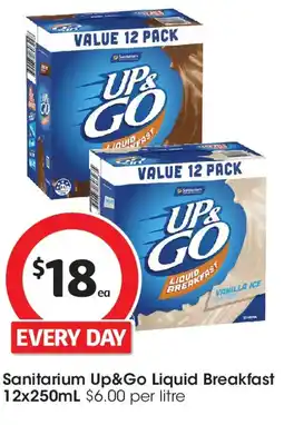 Coles Sanitarium up&go liquid breakfast offer