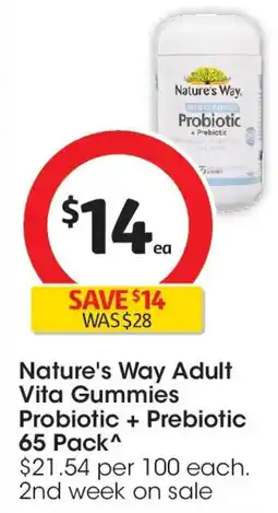 Coles Nature's Way High Strength Adult Vita Gummies Probiotic+prebiotic offer