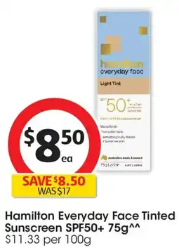 Coles Hamilton Everyday Face Invisible Sunscreen Spf 50+ Light Tint offer
