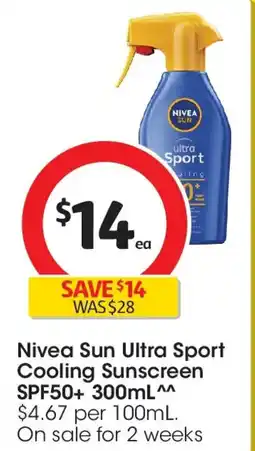 Coles Nivea Sun Spf 50+ Sunscreen Spray Ultra Sport offer