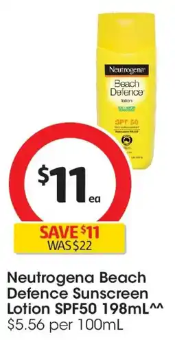 Coles Neutrogena Beach Defence Sunscreen Lotion Spf 50 offer