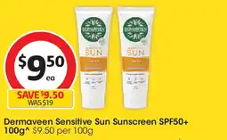 Coles Dermaveen Sensitive Sunscreen Spf50+ offer