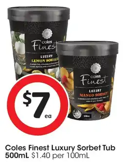 Coles Coles Finest Luxury Sorbet Tub offer