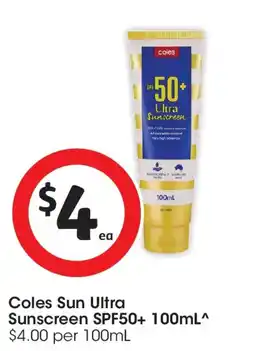 Coles Coles Spf 50+ Sunscreen Ultra Tube offer