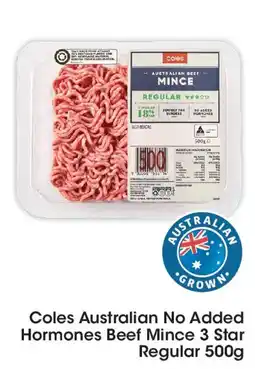 Coles Coles No Added Hormone Beef 3 Star Regular Mince offer