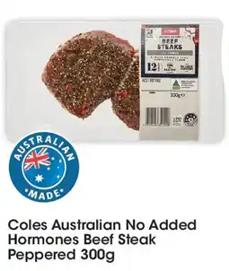 Coles Coles No Added Hormone Peppered Beef Steaks offer