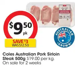 Coles Coles Pork Sirloin Steak offer