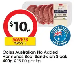 Coles Coles Beef Sandwich Steak offer