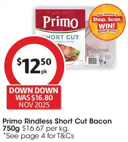 Coles Primo Dairy Short Cut Rindless Bacon offer