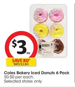 Coles Coles bakery iced donuts offer