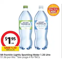 Coles Mt franklin lightly sparkling water offer