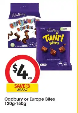 Coles Cadbury or Europe Bites offer