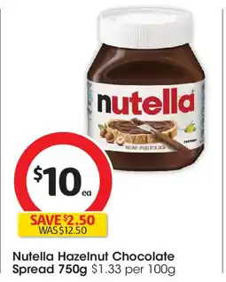 Coles Nutella hazelnut chocolate spread offer