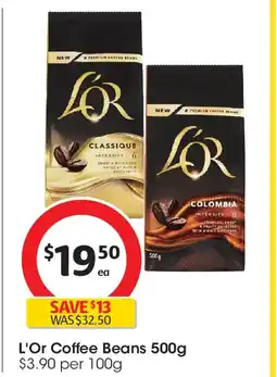 Coles L'Or Coffee Beans offer