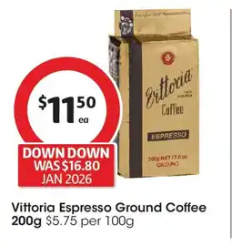 Coles Vittoria espresso ground coffee offer