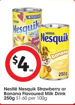 Coles Nestlé nesquik strawberry or banana flavoured milk drink offer