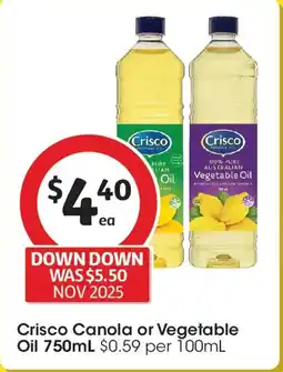 Coles Crisco Canola or Vegetable Oil offer