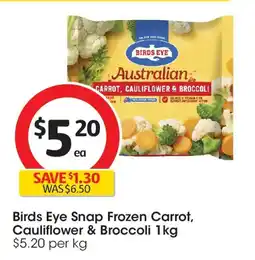 Coles Birds eye snap frozen carrot, cauliflower & broccoli offer