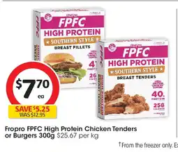 Coles Fropro fpfc high protein chicken tenders or burgers offer