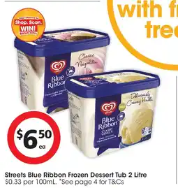 Coles Streets blue ribbon frozen dessert tub offer