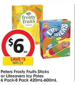 Coles Peters frosty fruits sticks or lifesavers icy poles offer