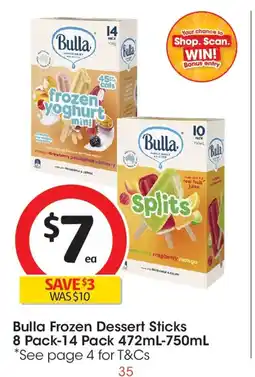 Coles Bulla frozen dessert sticks offer