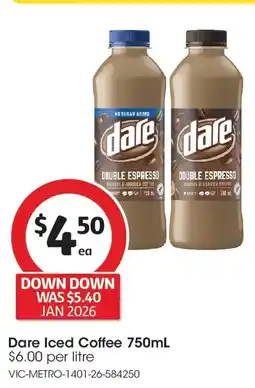 Coles Dare Iced Coffee offer