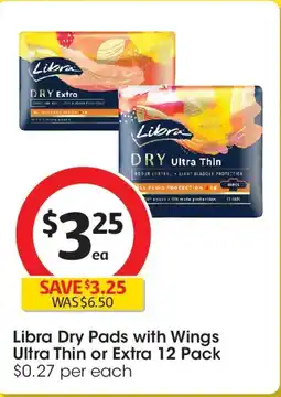 Coles Libra dry pads with wings ultra thin or extra offer
