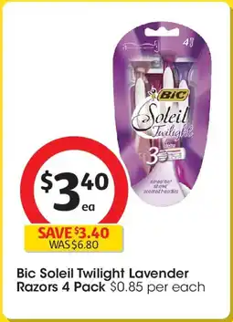 Coles Bic Soleil Twilight Lavender Razors offer
