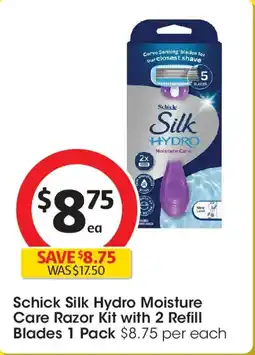 Coles Schick silk hydro moisture care razor kit with 2 refill blades offer