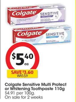 Coles Colgate Sensitive Multi Protect or Whitening Toothpaste offer