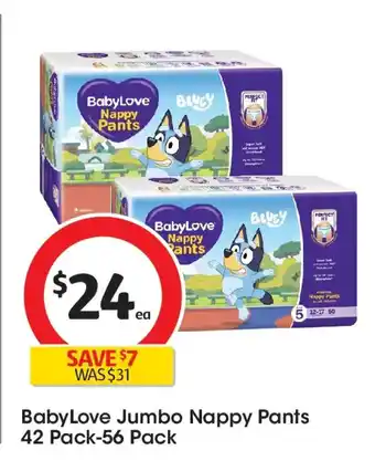 Coles Babylove jumbo nappy pants offer