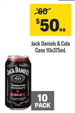 Coles Jack daniels & cola cans offer