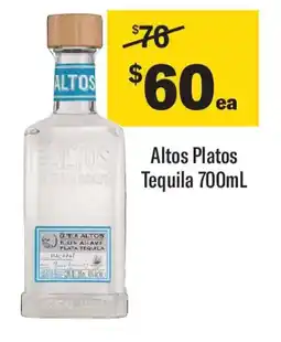 Coles Altos platos tequila offer