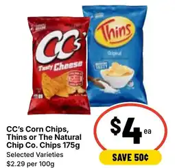 Ritchies CC's Corn Chips, Thins or The Natural offer
