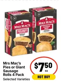 Ritchies Mrs Mac's Pies or Giant Sausage Rolls offer