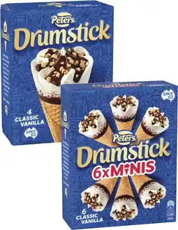 Coles Peters Drumstick Cones-6 Pack 475mL-490mL offer