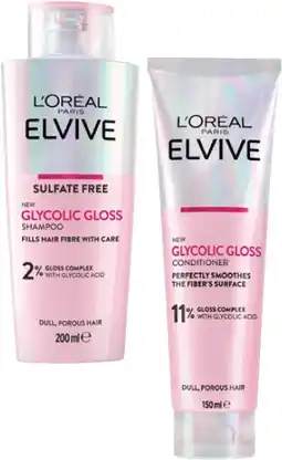 Coles L'Oréal Elvive Glycolic Gloss Shampoo 200mL or Conditioner 150mL offer