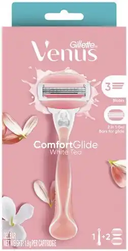 Coles Gillette Venus White Tea Comfortglide Razor Kit with 2 Refill Blades offer