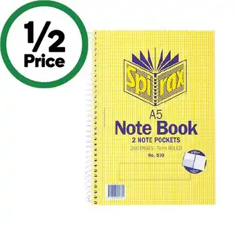 Woolworths Spirax A5 Note Book 200 Pages offer