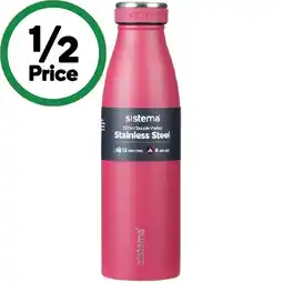 Woolworths Sistema Stainless Steel Bottle – Assorted offer