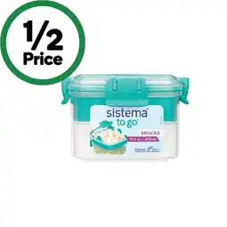 Woolworths Sistema To Go Snacks Food Storage Container – Assorted offer