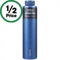 Woolworths Sistema Chic Stainless Steel Bottle – Assorted offer