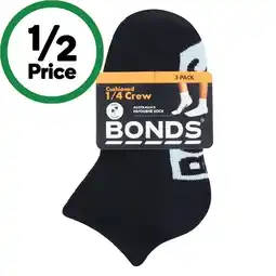 Woolworths Bonds Kids’ Cushioned 1/4 Crew Sock Assorted offer
