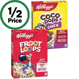 Woolworths Kellogg’s Coco Pops Chex Cereal 500g, Froot Loops 460g or Just Right 740g offer