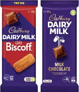 Coles Cadbury Dairy Milk Block Chocolate-190g offer