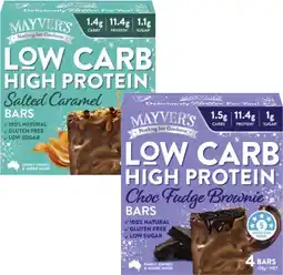 Coles Mayver's Protein Bars Salted Caramel or Choc Fudge Brownie 128g offer