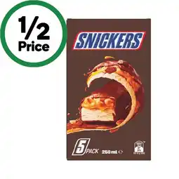 Woolworths Mars or Snickers Frozen Dessert Bars 220-250ml Pk 5 offer