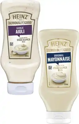 Coles Heinz Seriously Good Aioli or Mayonnaise 500mL offer